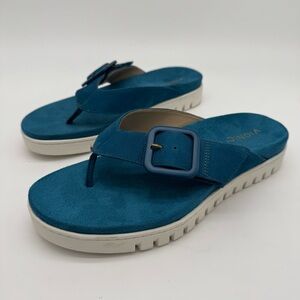 New Vionic Uptown Marin Blue Leather Toe Post Thong Sandal Size 9.5